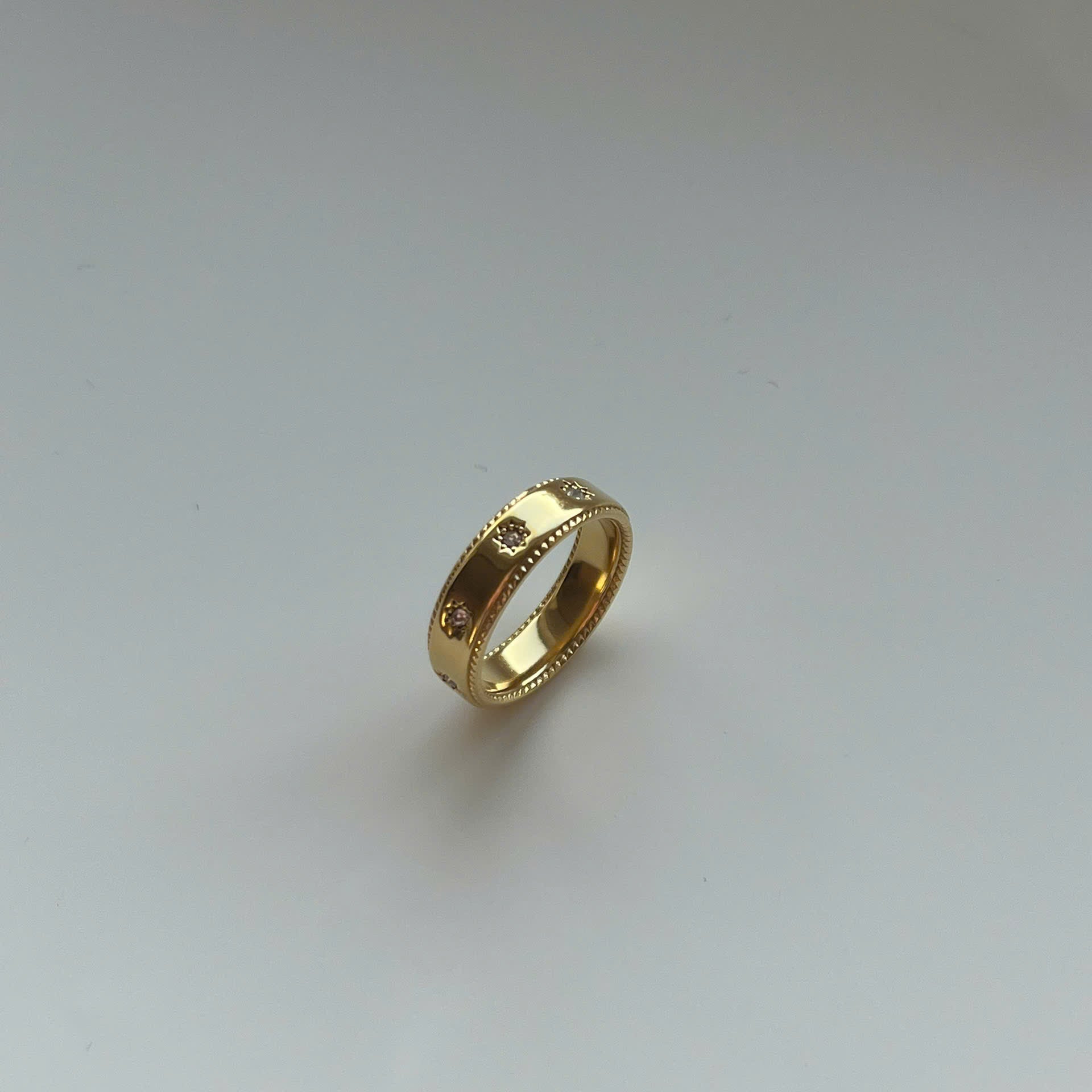 Celestial Star Gold Crystal Ring, 18K Gold Plated Band Ring