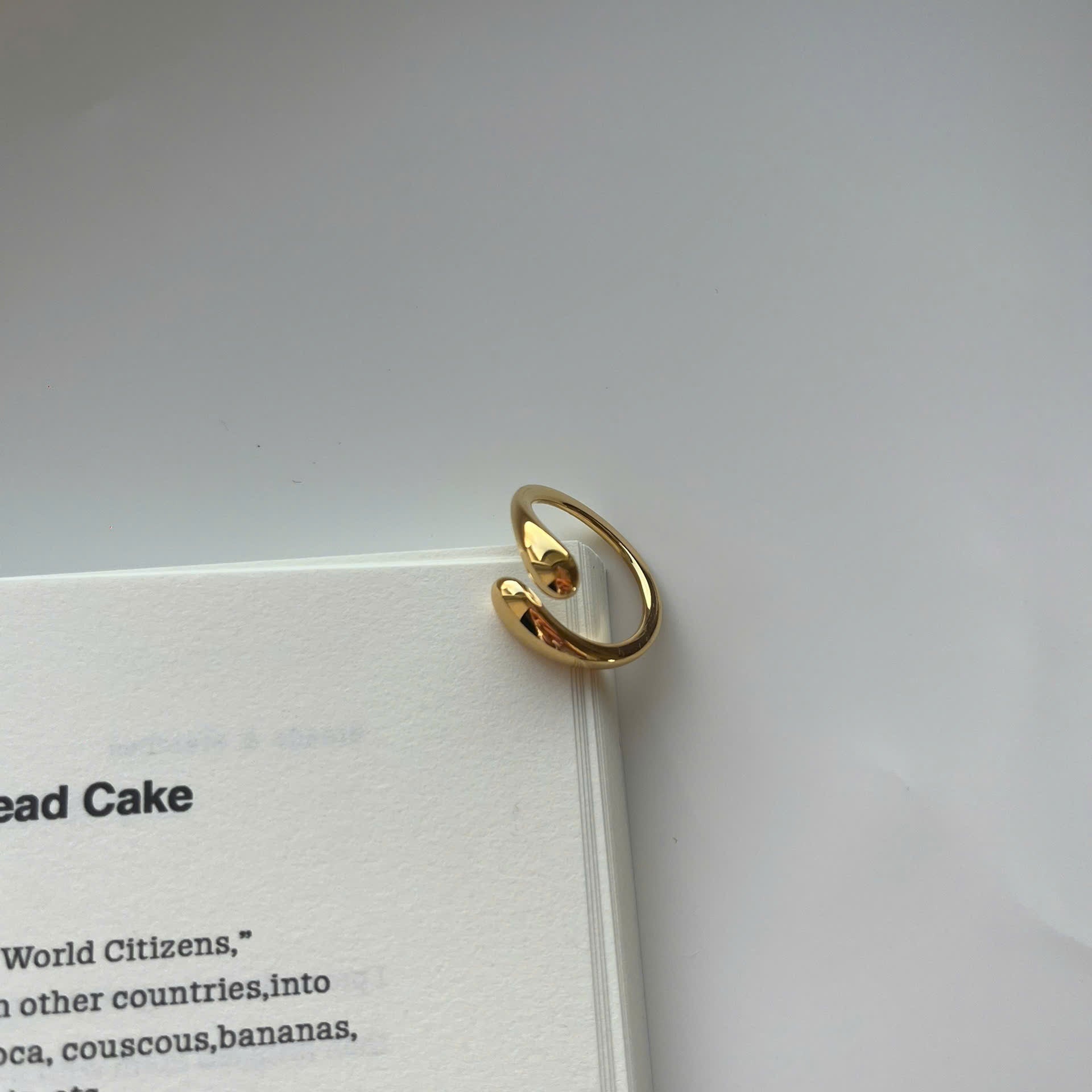 Gold Adjustable Ring, Open 18K Plated Gold Ring