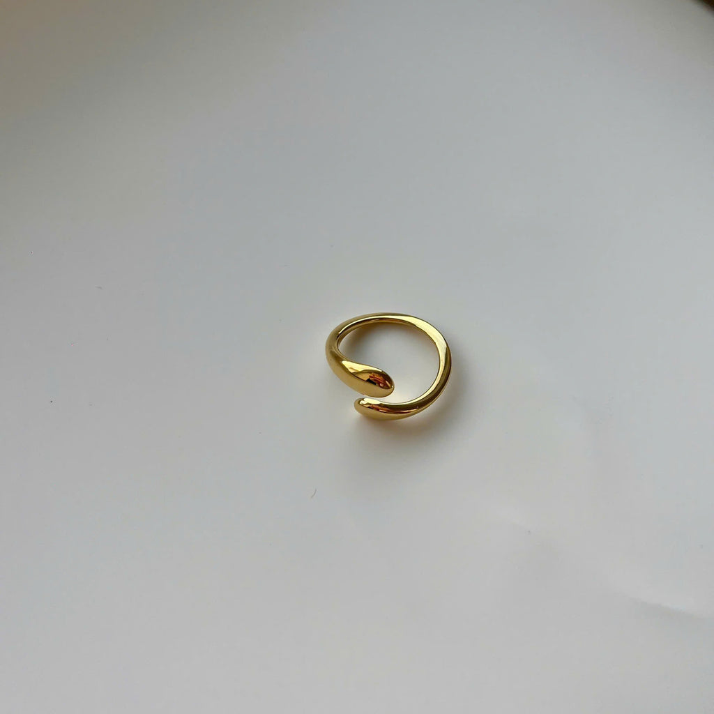 Gold Adjustable Ring, Open 18K Plated Gold Ring
