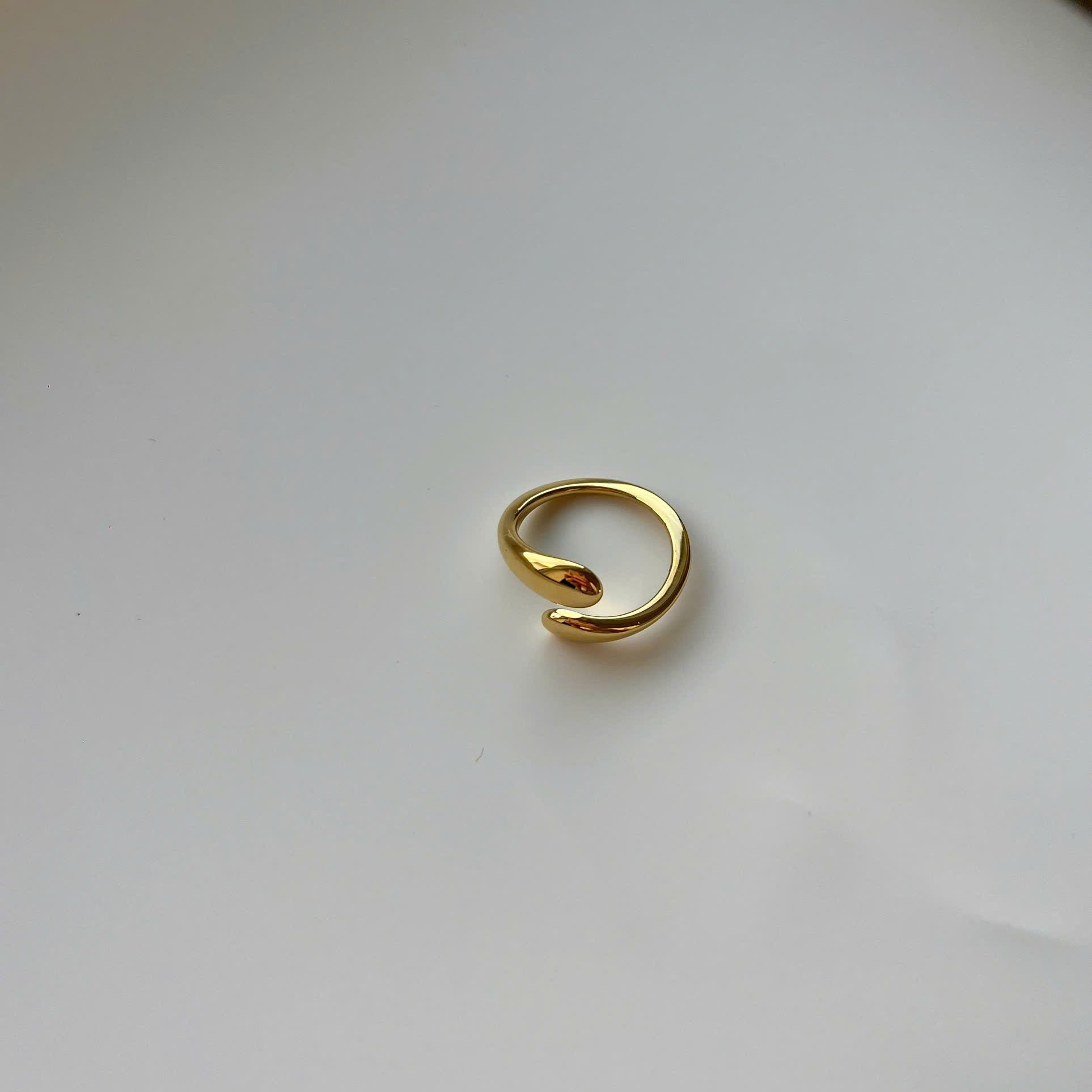 Gold Adjustable Ring, Open 18K Plated Gold Ring