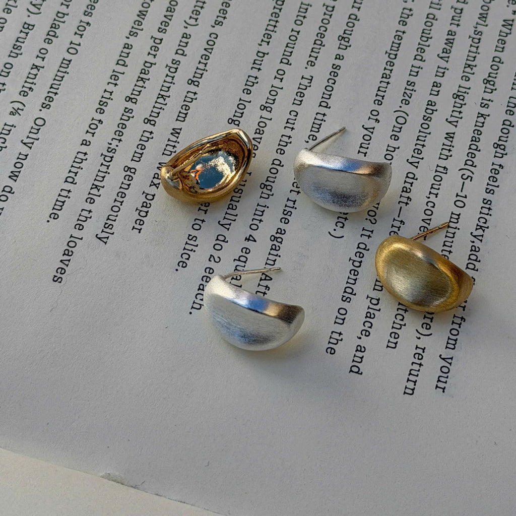 Matte Gold Stud Earrings, Minimalist Dome Earrings