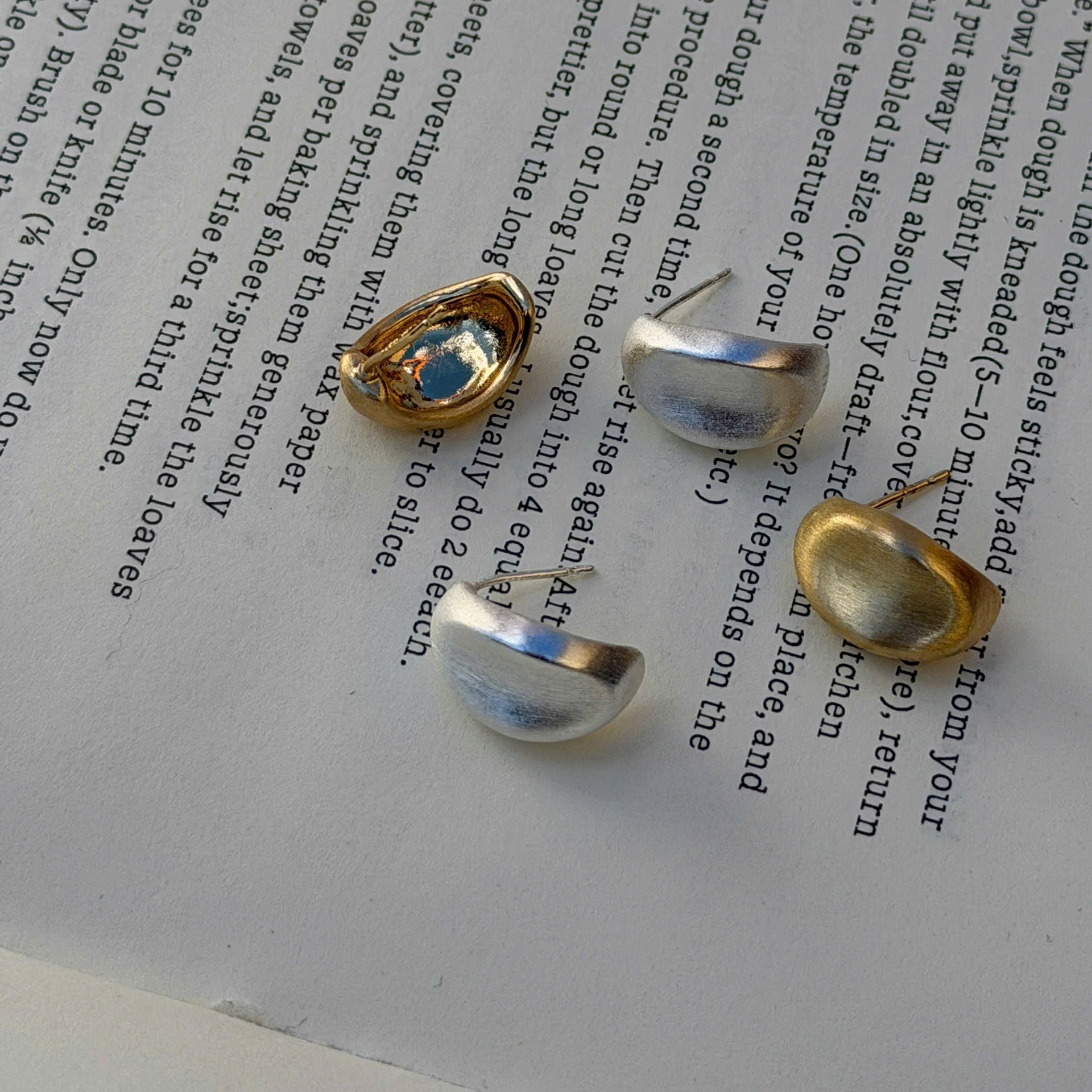 Matte Gold Stud Earrings, Minimalist Dome Earrings