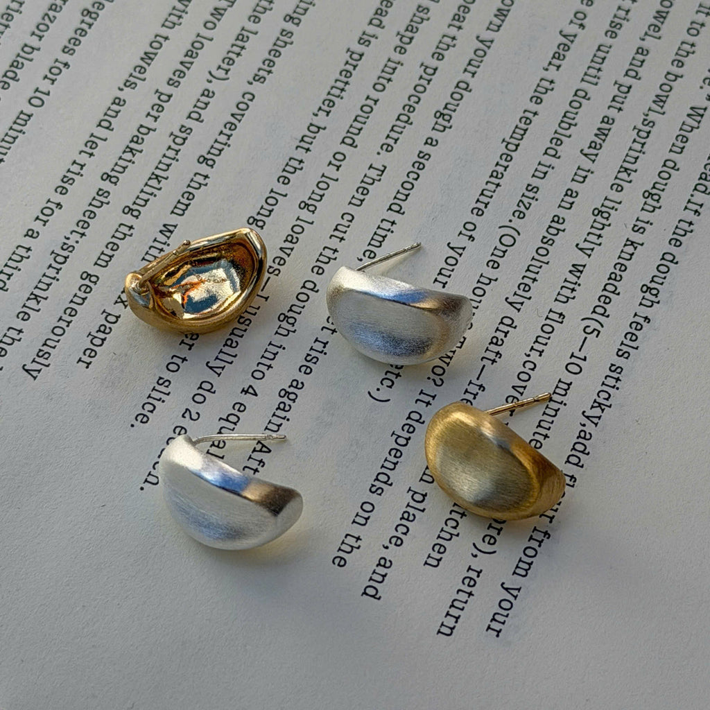 Matte Gold Stud Earrings, Minimalist Dome Earrings