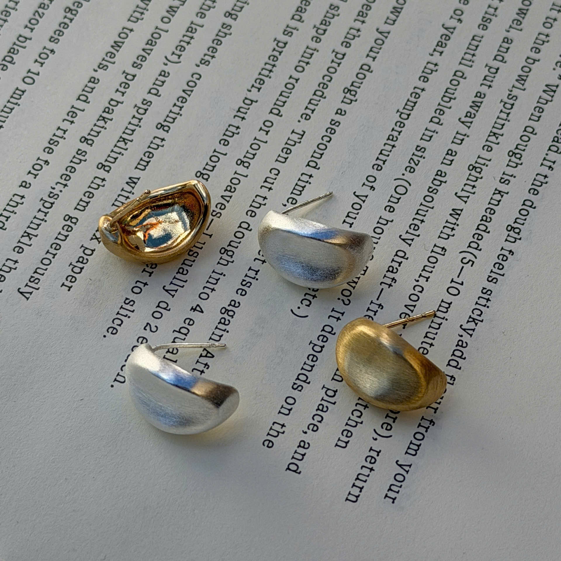 Matte Gold Stud Earrings, Minimalist Dome Earrings