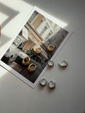 Chunky Hoop Earrings Gold & Silver, Minimalist Dome Hoops