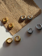 Chunky Hoop Earrings Gold & Silver, Minimalist Dome Hoops