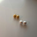 Matte Gold Silver Dome Stud Earrings, Minimalist Chunky Earrings