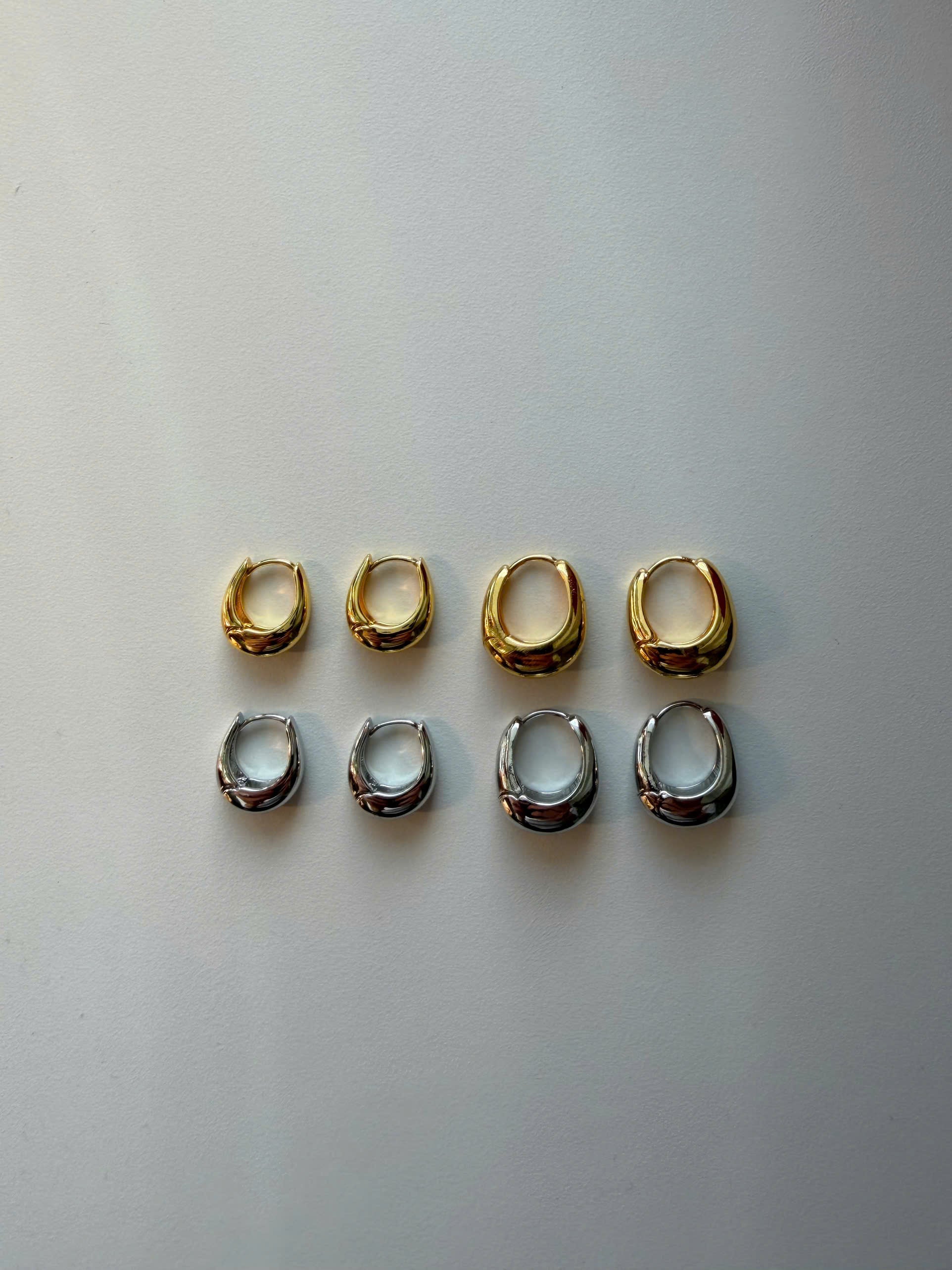 Chunky Hoop Earrings Gold & Silver, Minimalist Dome Hoops