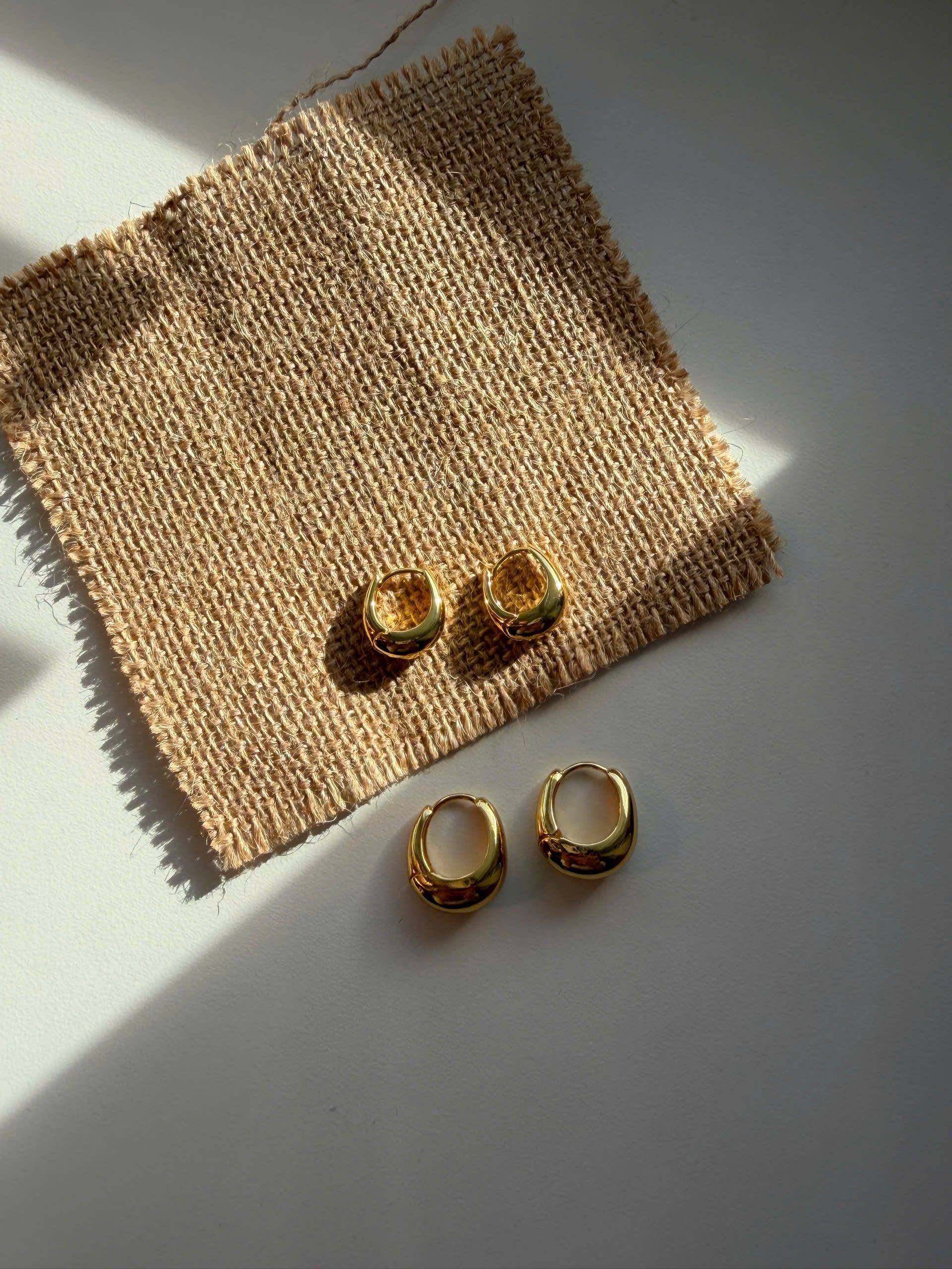 Chunky Hoop Earrings Gold & Silver, Minimalist Dome Hoops