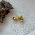 Chunky Ribbed Stud Earrings, Gold Silver Layered Earrings