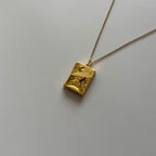 18K Gold Plated Celestial Locket Necklace, Moon Star Pendant