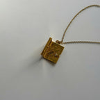 18K Gold Plated Celestial Locket Necklace, Moon Star Pendant