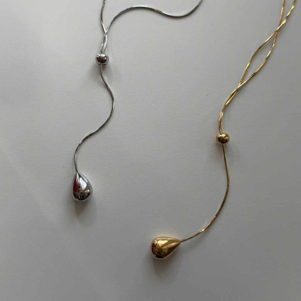 Gold Teardrop Lariat Necklace, Minimalist Y Necklace