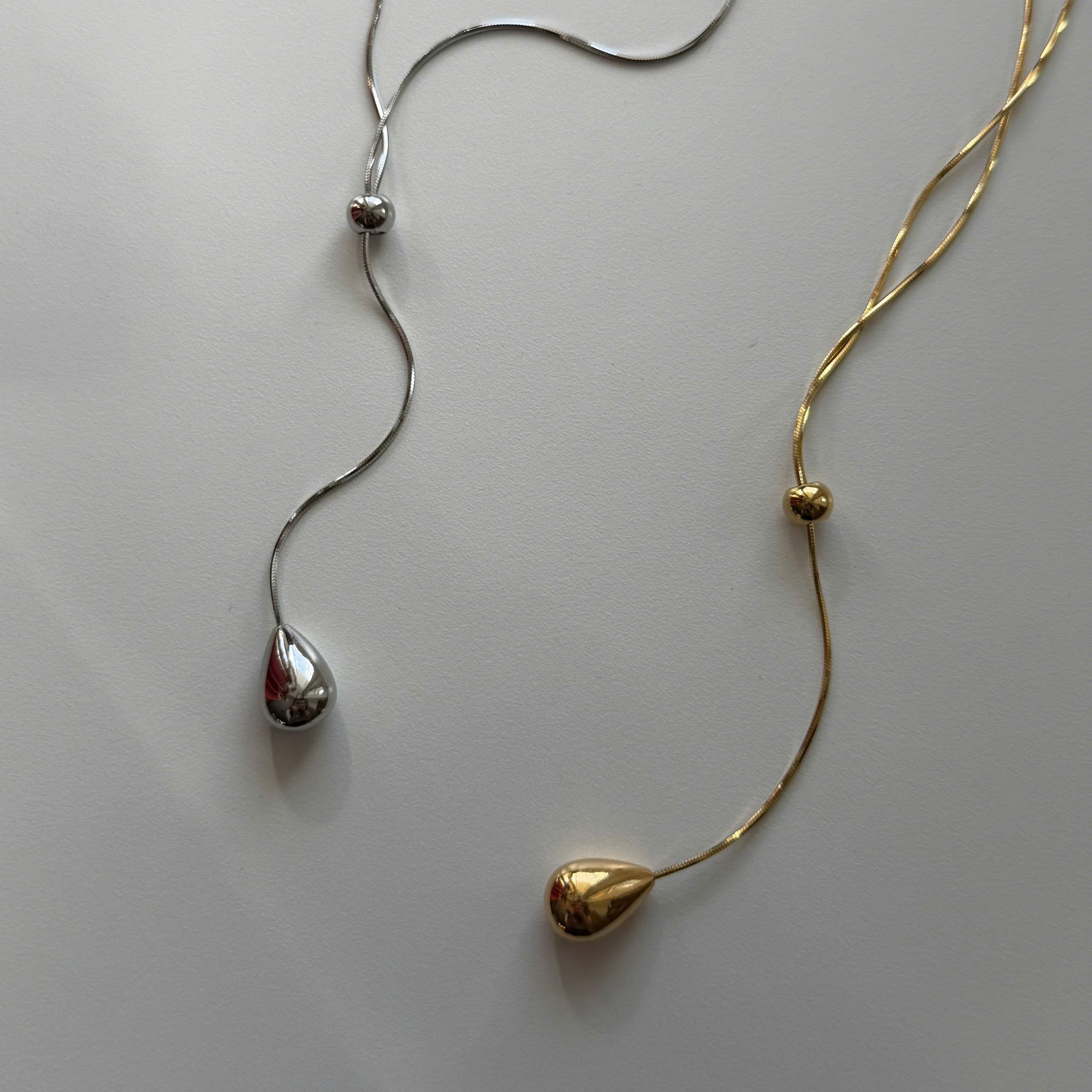 Gold Teardrop Lariat Necklace, Minimalist Y Necklace