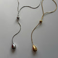 Gold Teardrop Lariat Necklace, Minimalist Y Necklace