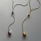 Gold Teardrop Lariat Necklace, Minimalist Y Necklace