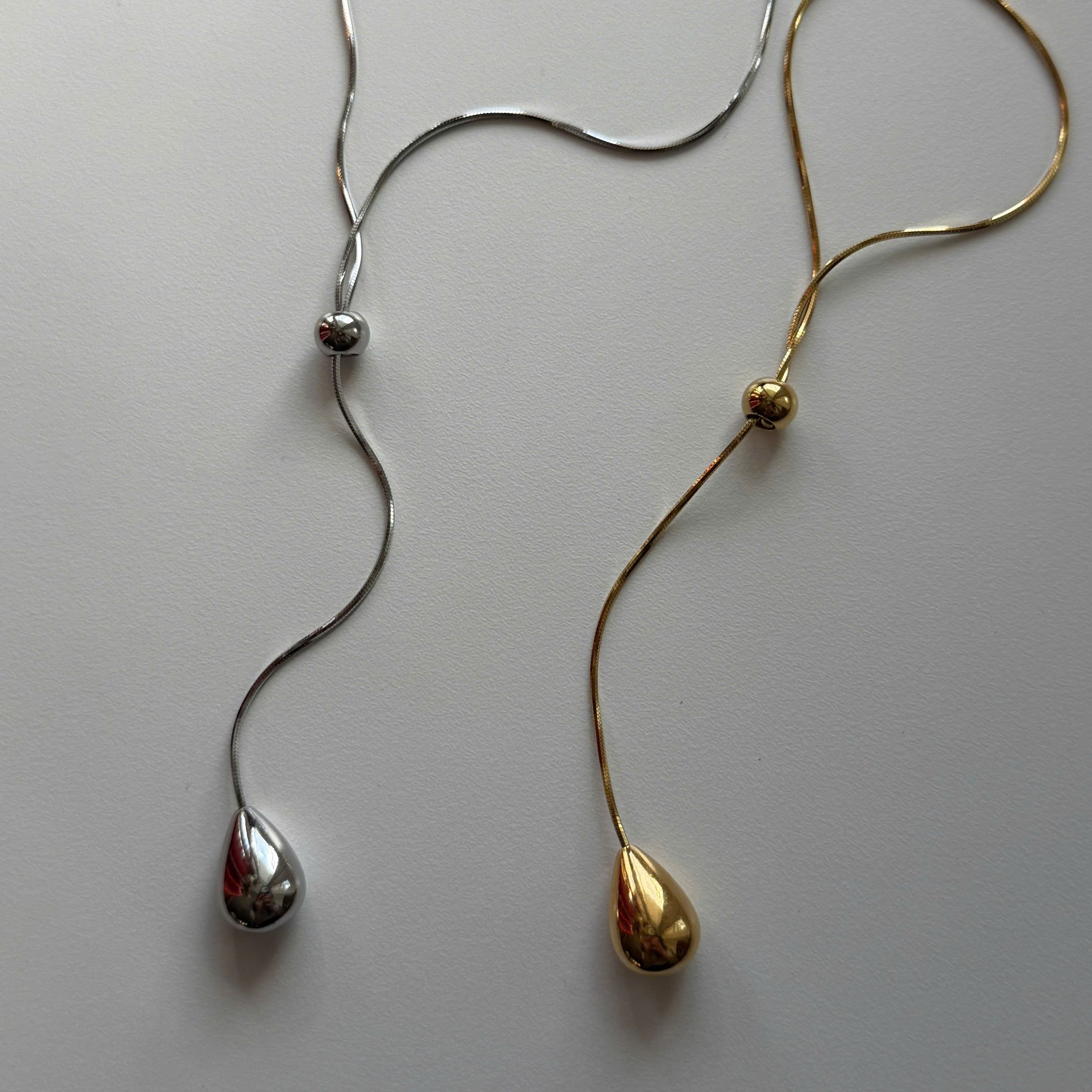 Gold Teardrop Lariat Necklace, Minimalist Y Necklace