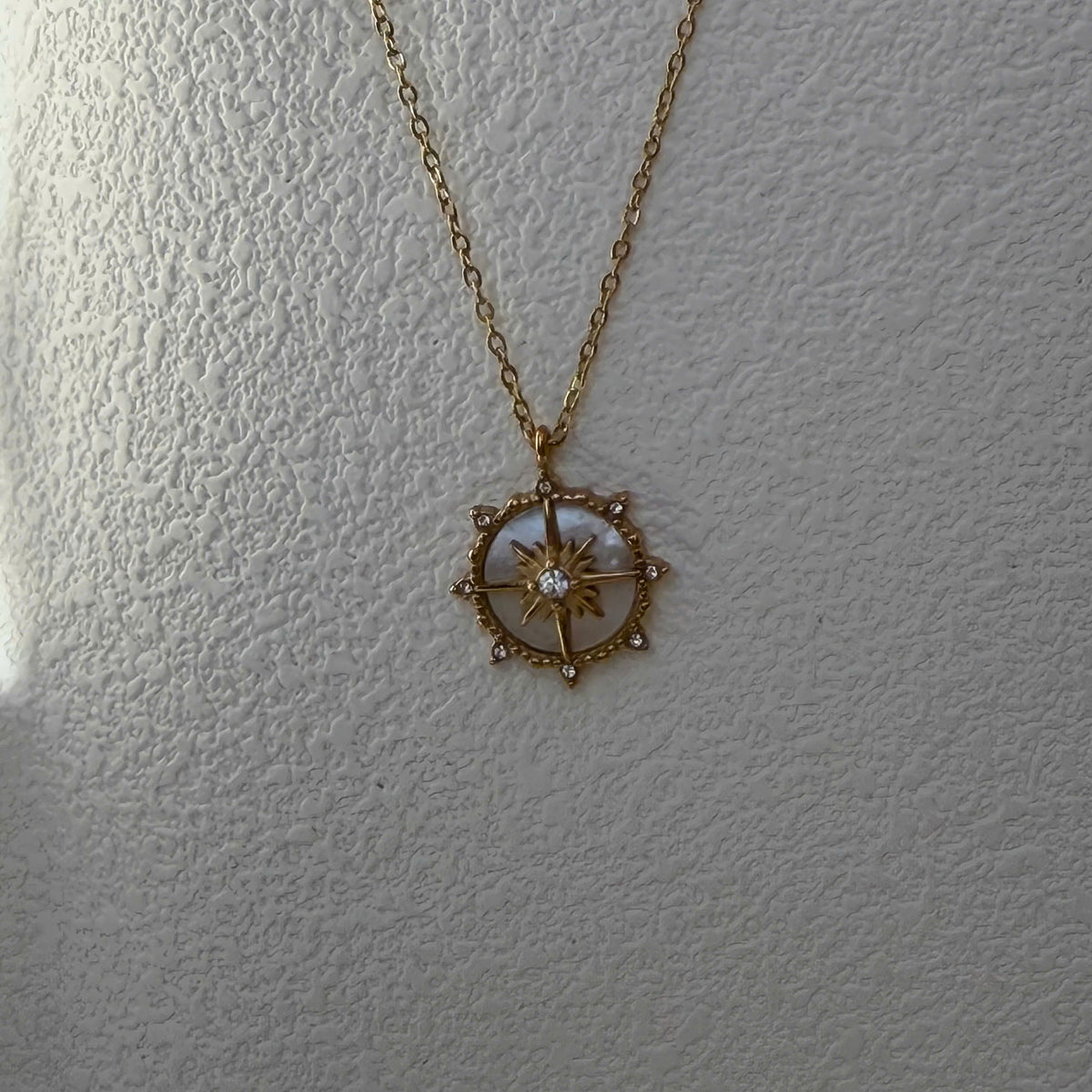 Celestial Compass, North Star Pendant & Gold Sunburst Necklace