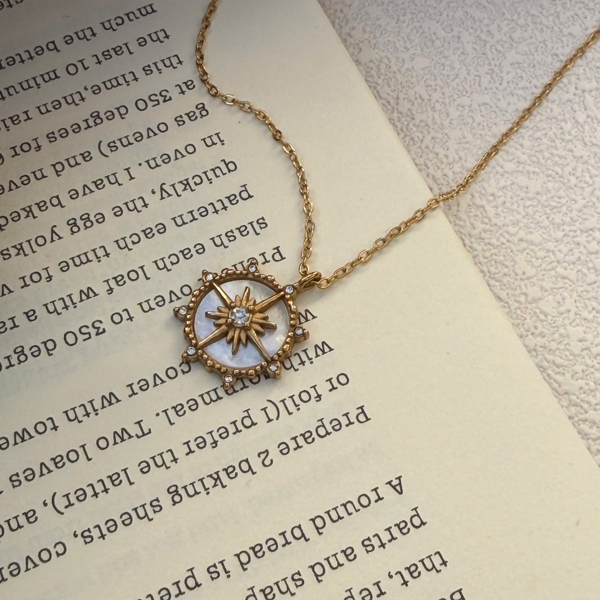 Celestial Compass, North Star Pendant & Gold Sunburst Necklace
