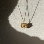 Celestial Compass, North Star Pendant & Gold Sunburst Necklace