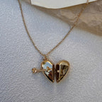 Secret Message Heart Necklace, Gold Heart Locket Necklace