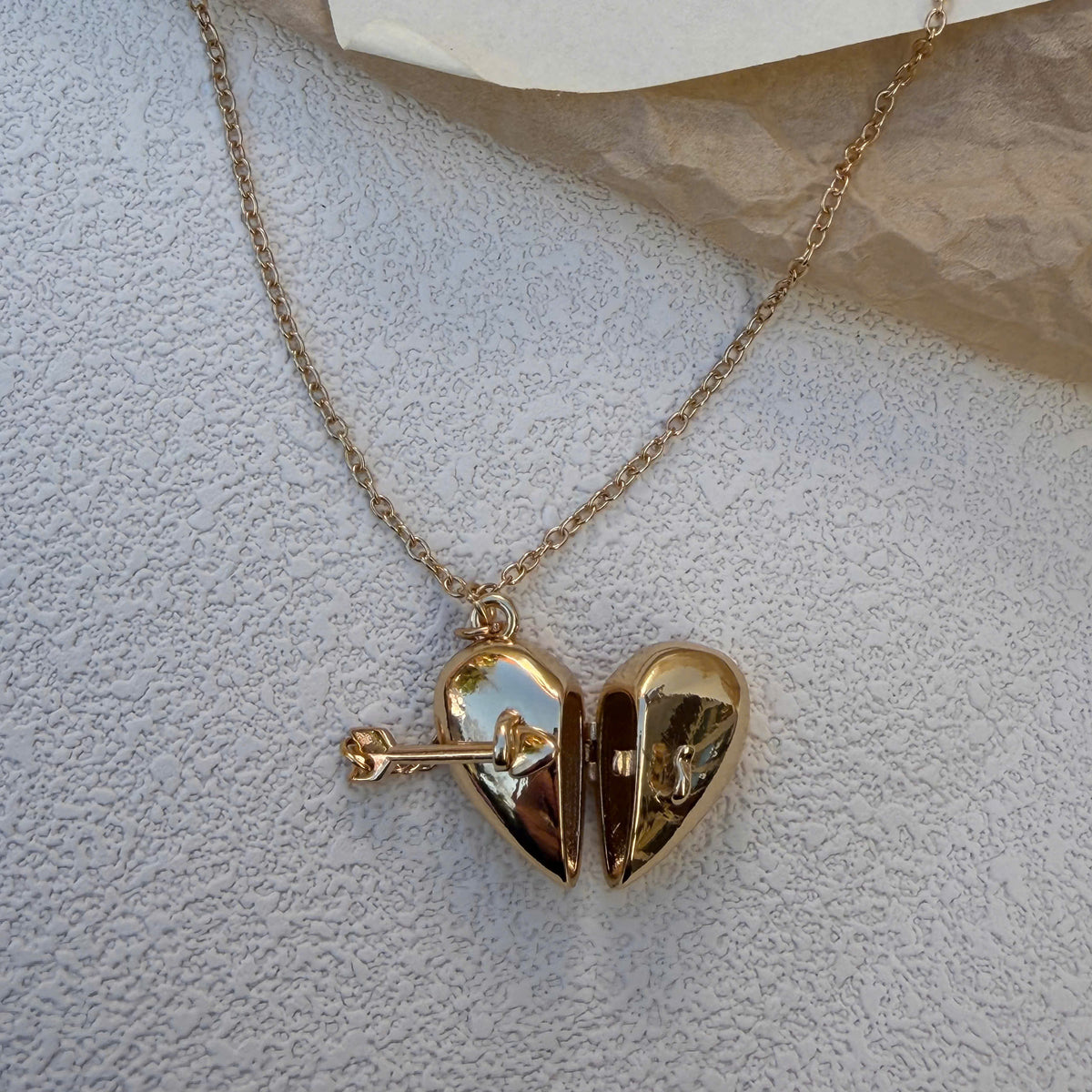 Secret Message Heart Necklace, Gold Heart Locket Necklace