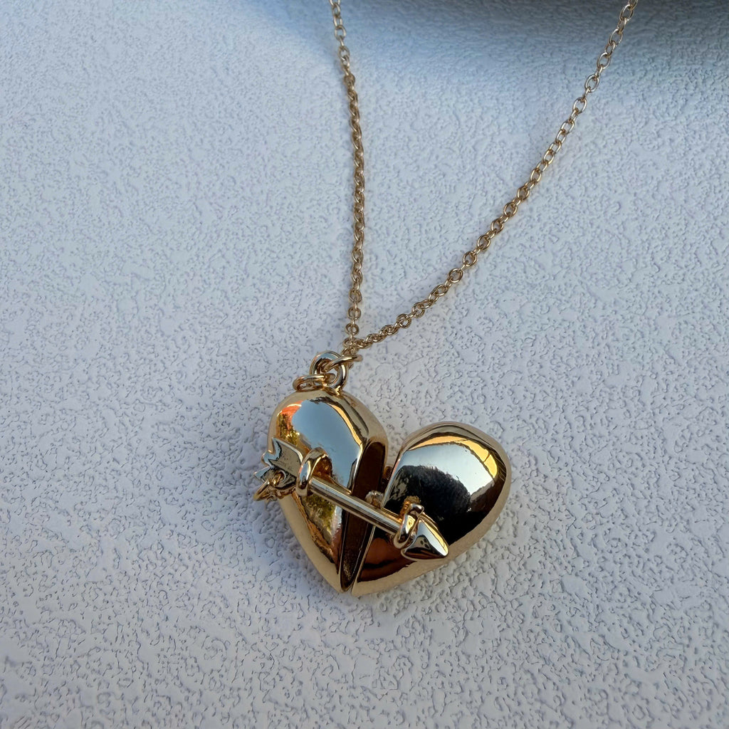 Secret Message Heart Necklace, Gold Heart Locket Necklace