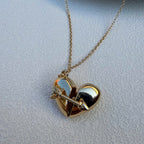 Secret Message Heart Necklace, Gold Heart Locket Necklace