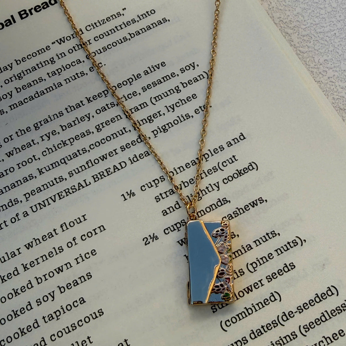 Gold Envelope Locket Necklace, Floral Secret Message Pendant