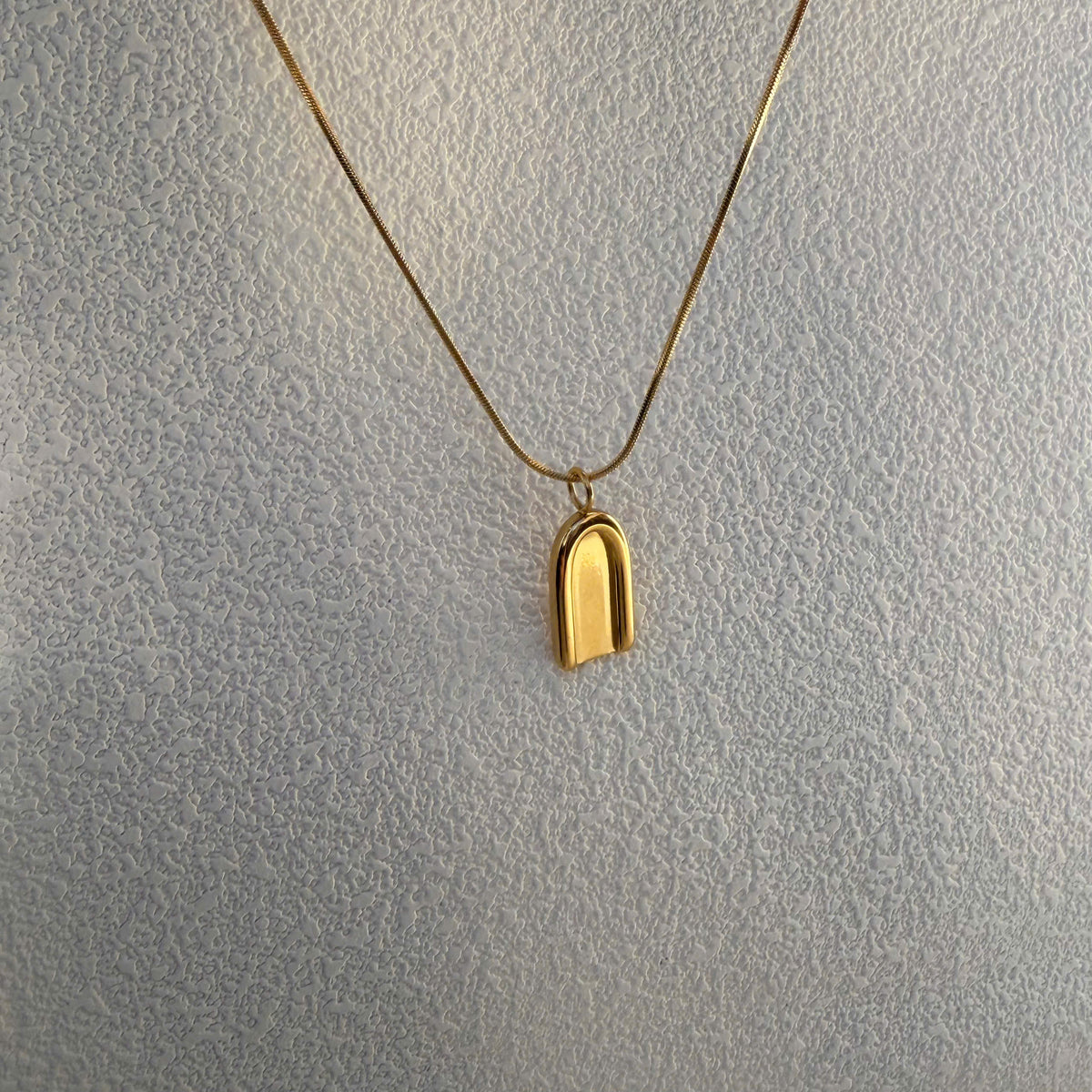 Gold Arch Pendant Necklace: Stainless Steel Geometric Jewelry