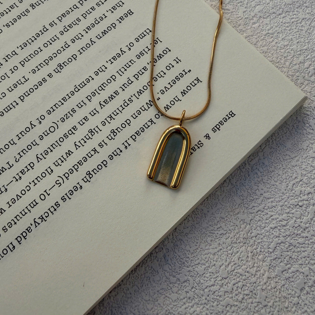 Gold Arch Pendant Necklace: Stainless Steel Geometric Jewelry