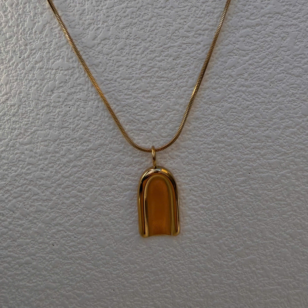 Gold Arch Pendant Necklace: Stainless Steel Geometric Jewelry