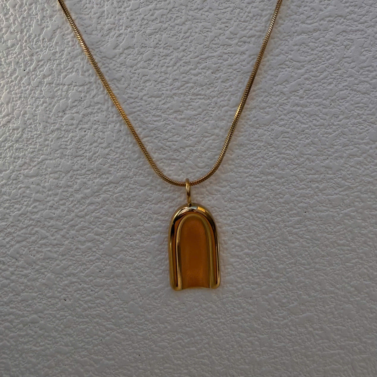Gold Arch Pendant Necklace: Stainless Steel Geometric Jewelry