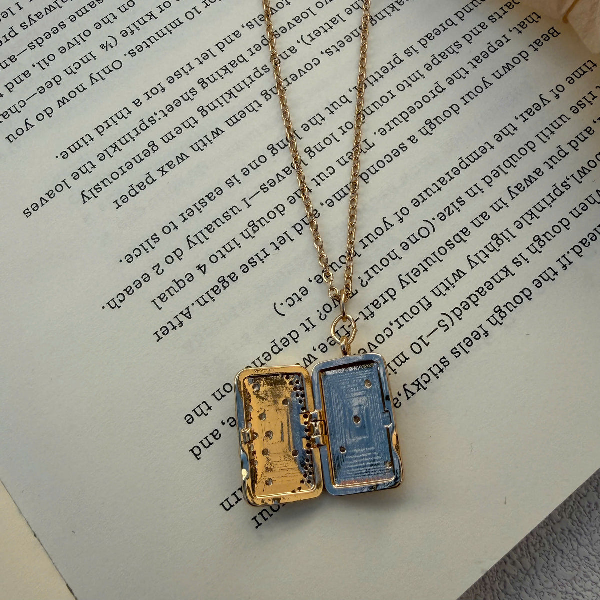 Celestial Book Locket, Gold Star Moon Necklace