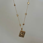 Gold Celestial Locket Necklace, Moon and Star Necklace