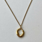 Minimalist Gold Organic Pendant Necklace, Stainless Steel Waterproof Jewelry