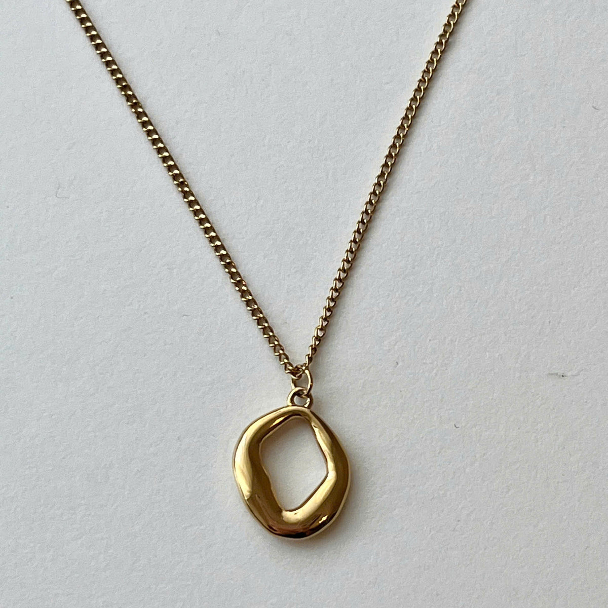 Minimalist Gold Organic Pendant Necklace, Stainless Steel Waterproof Jewelry