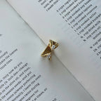 Minimalist Double Stone Open Ring Gold, Adjustable Statement Ring