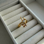 Celestial Starburst Ring Gold, Crystal Statement Ring