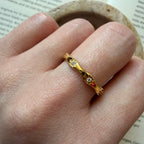 Gold Wavy Star Ring, 18K Plated Celestial CZ Band