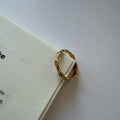 Gold Wavy Star Ring, 18K Plated Celestial CZ Band