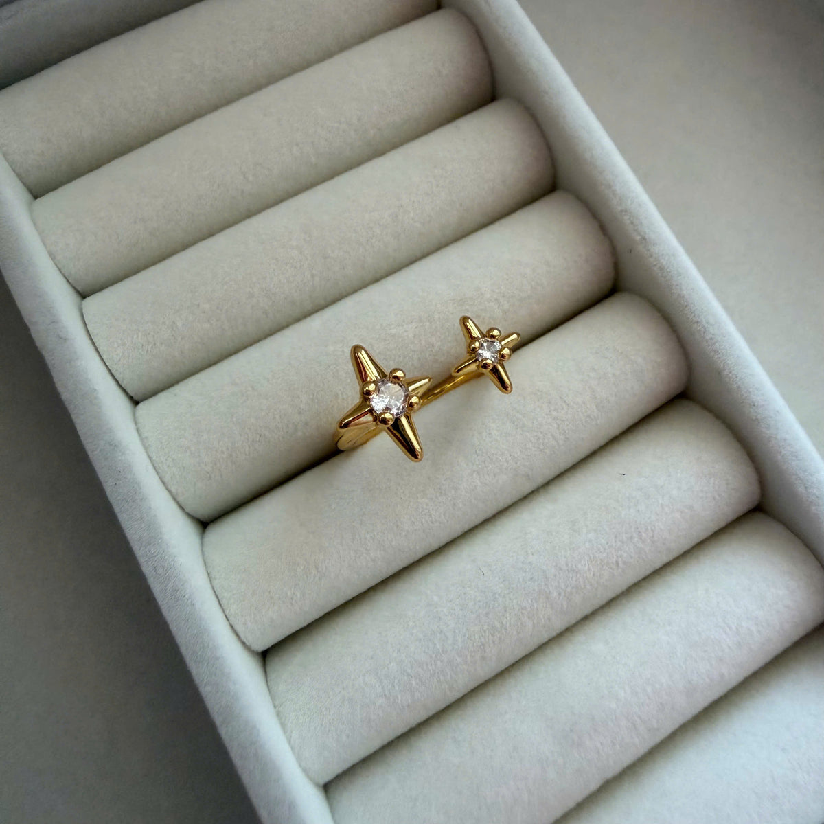 Celestial Star Open Ring Gold, Adjustable Dainty Star Ring