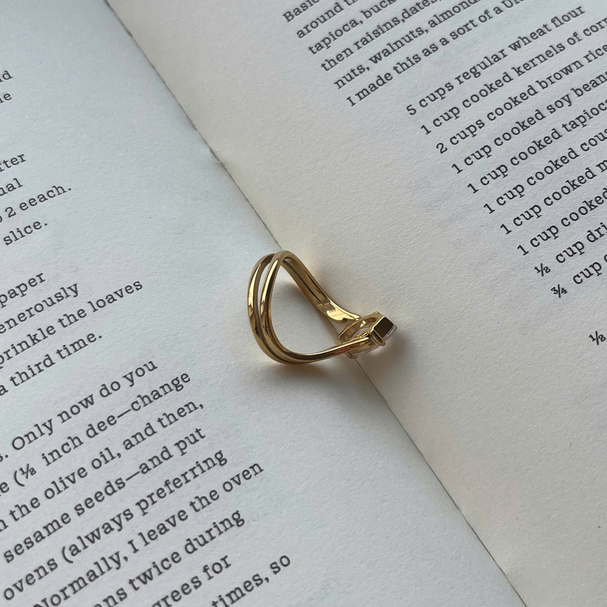 Marquise Cut Solitaire Ring, 18K Gold Plated Stainless Steel Ring
