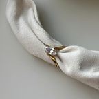 Marquise Cut Solitaire Ring, 18K Gold Plated Stainless Steel Ring