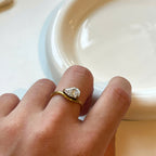 Pinky Ring - Stunning Pear Cut Wave Solitaire Ring - 18k Gold Plated Engagement Gift