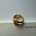 Gold Triple Band Wrap Ring | Interlinked Statement | 18K Plated Chunky Stacking