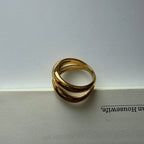 Gold Triple Band Wrap Ring | Interlinked Statement | 18K Plated Chunky Stacking