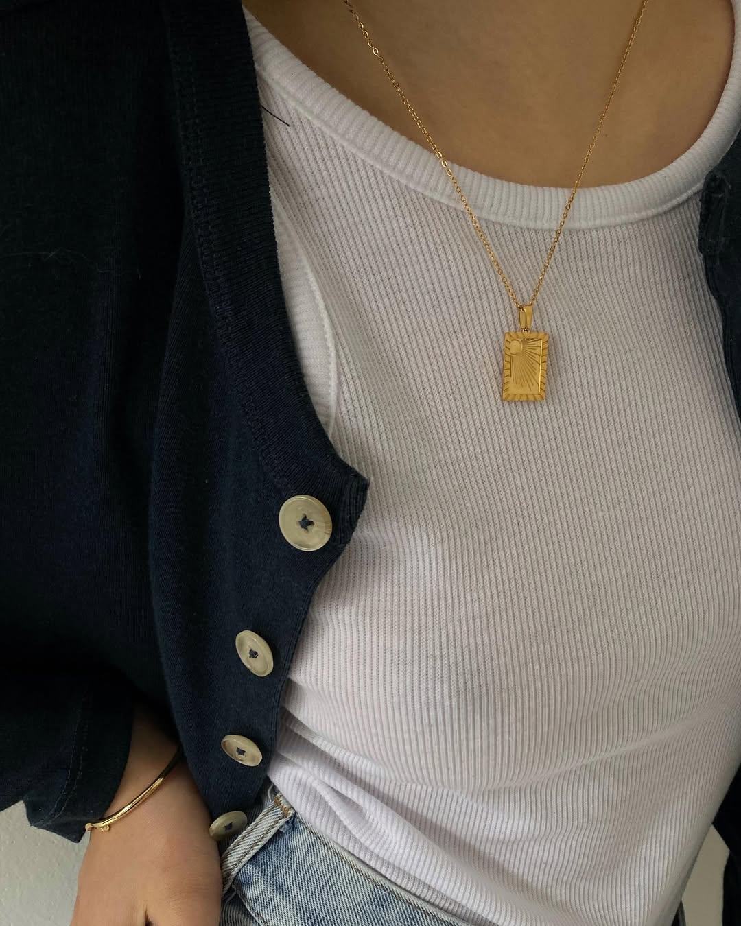 18K Gold Plated Sunburst Tarot Card Necklace
