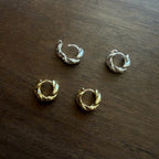 Twisted Rope Huggie Hoop Earrings, Chunky Gold Mini Hoops