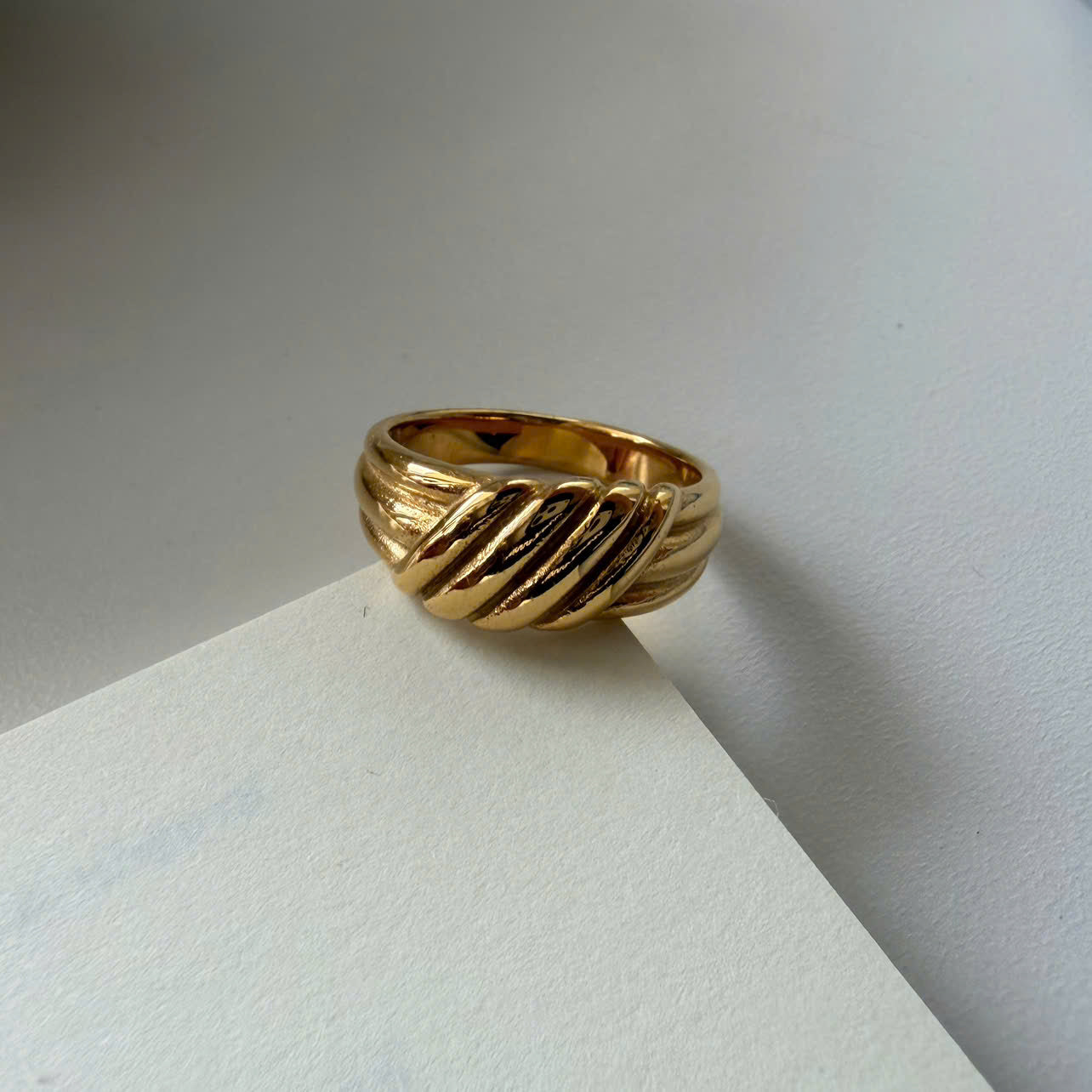 Gold Twisted Dome, Vintage Style Statement Ring